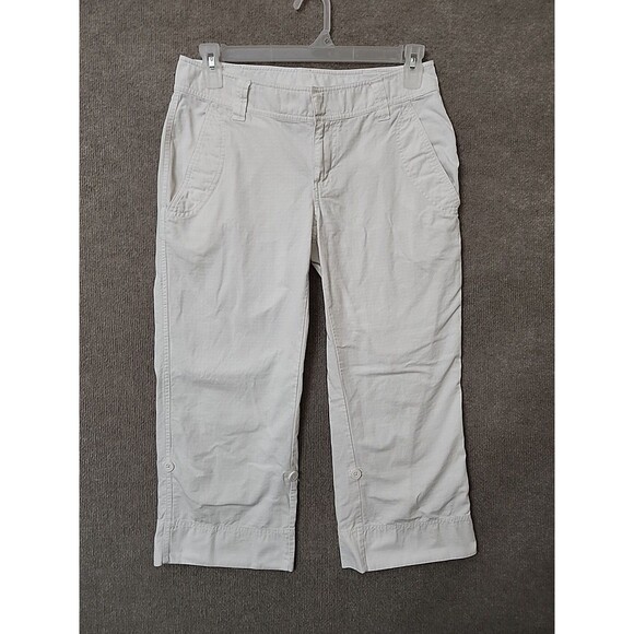 The North Face Crop Capri Pants Womens 8 White Ripstop Wide Leg Adjustable - Picture 1 of 9